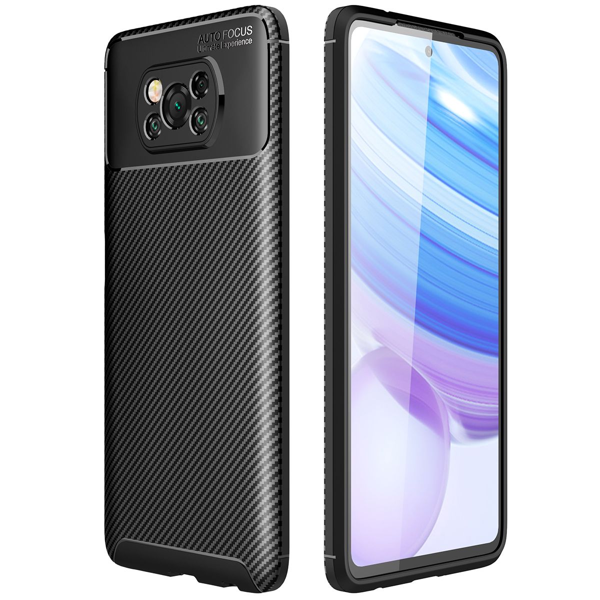 For Xiaomi Poco X3 NFC Carbon Fibre Grip Slip-Resistant Soft TPU Silicone Shockproof Protection Case Cover