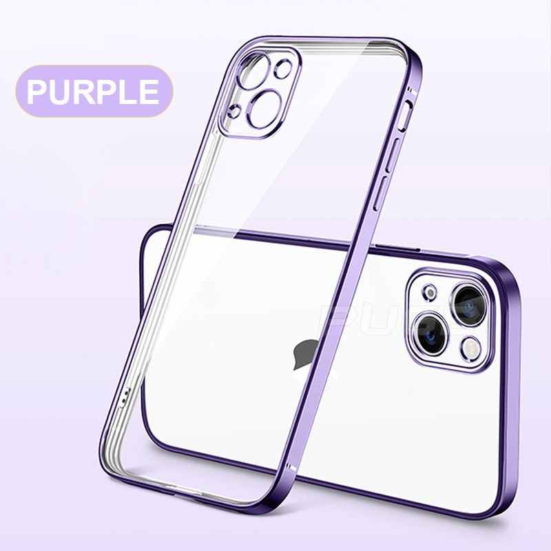 Luxury Transparent Plating Case for iPhone 13 12 11 Pro Max Mini X XS XR SE 2022 8 7 Plus Silicone Shockproof Clear Phone Cover