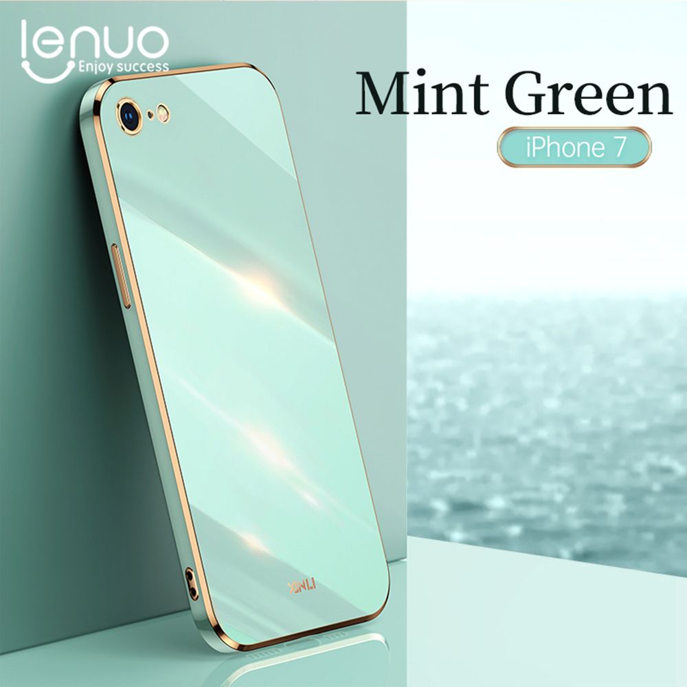Lenuo Luxury 6D Plating Soft Casing Silicone Square Frame Phone Case For Apple iPhone 7 / 8 / SE 2020 Phone Case Shiny Bling Back Cover Coque