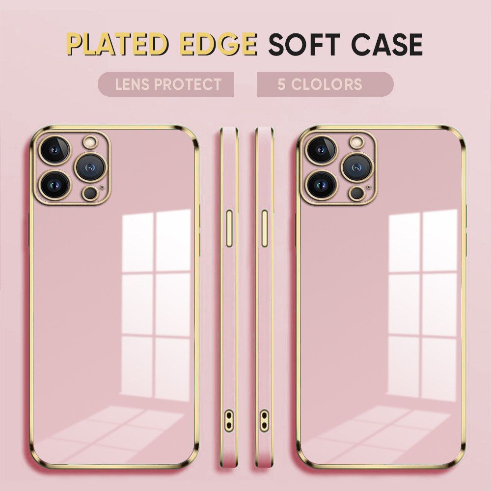 Luxury 6D Plating Case for iPhone X Soft Silicone Square Frame Back Cover Shiny Bling Phone Cases