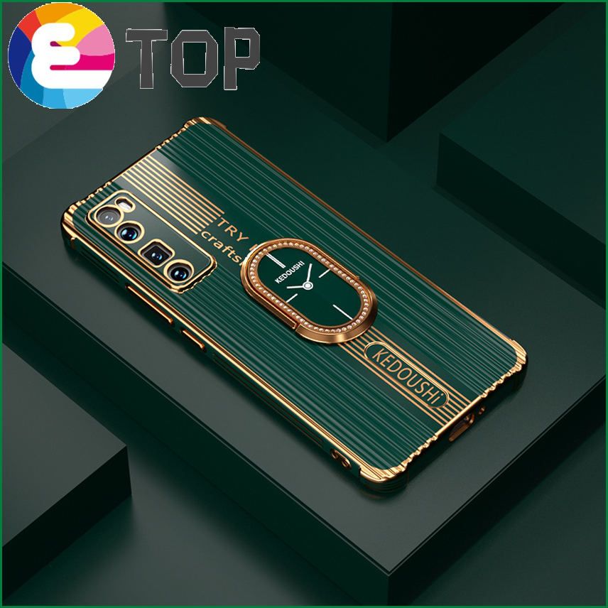 Suitable for Huawei nova7 mobile phone shell 7SE silicone all-inclusive lens nova7pro protective sleeve curved screen bracket rhinestone