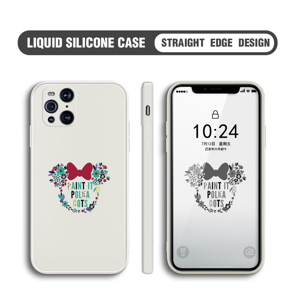 BILI for OPPO Find X3 / Find X3 Pro Back Cover Flowers Minnie Multicolor Liquid Silicone Phone Case Soft Square Lens Protection Phone Cases