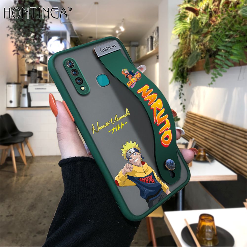 Hontinga for Vivo Z1 Pro Back Cover With Wristband Uzumaki Naruto Phone Casee Full Lens Protection Thin Frosted Cases