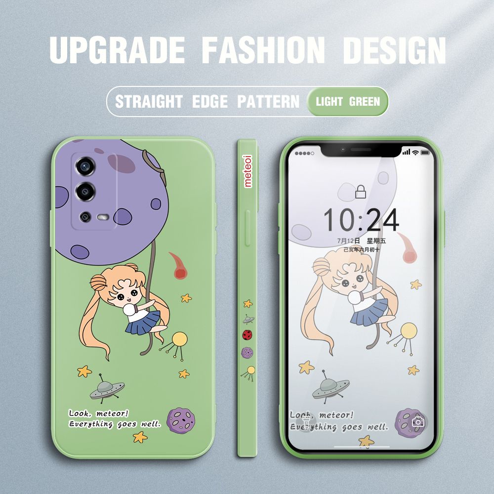 UCUC for OPPO A55 Back Cover Beauty Warrior Ultra Thin Soft Luxury Square Multicolor Liquid Silicone Phone Case