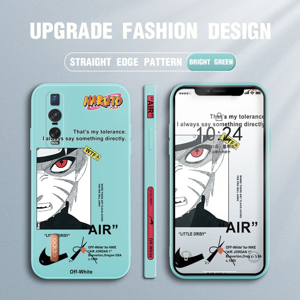 Jizetin for OPPO Find X2 Pro Case Side Design Phone Cover Anime Uzumaki Naruto Cover Square Edge Pattern Liquid Silicone Trend Case