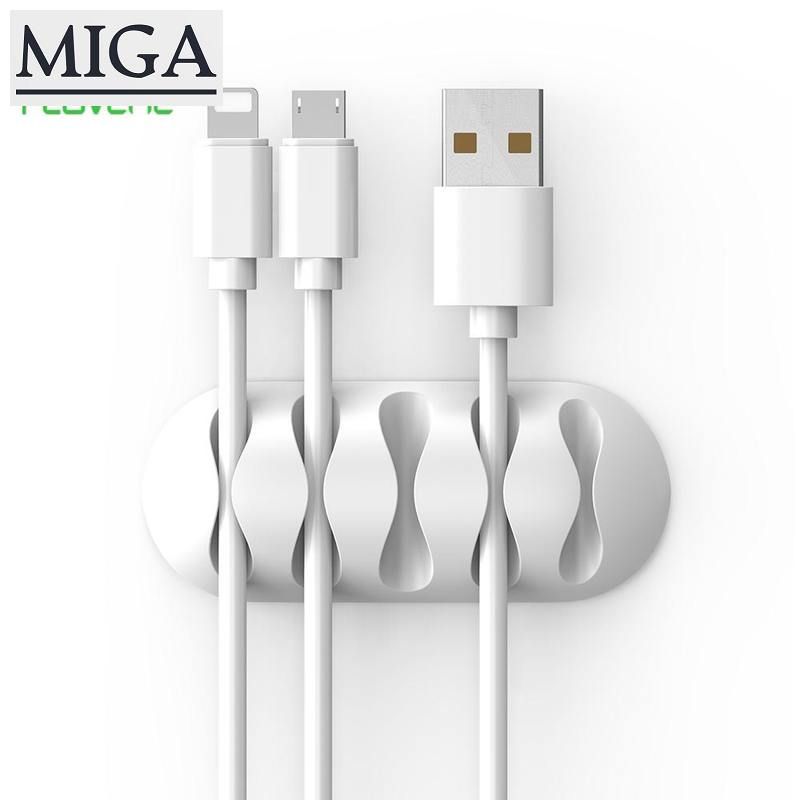 FLOVEME Coloful Cable Settled Organizer USB Charger 5 Holes Protector Winder Multihole TPR Desktop Wire Management Clips Cable Holder For Earphone Headphone