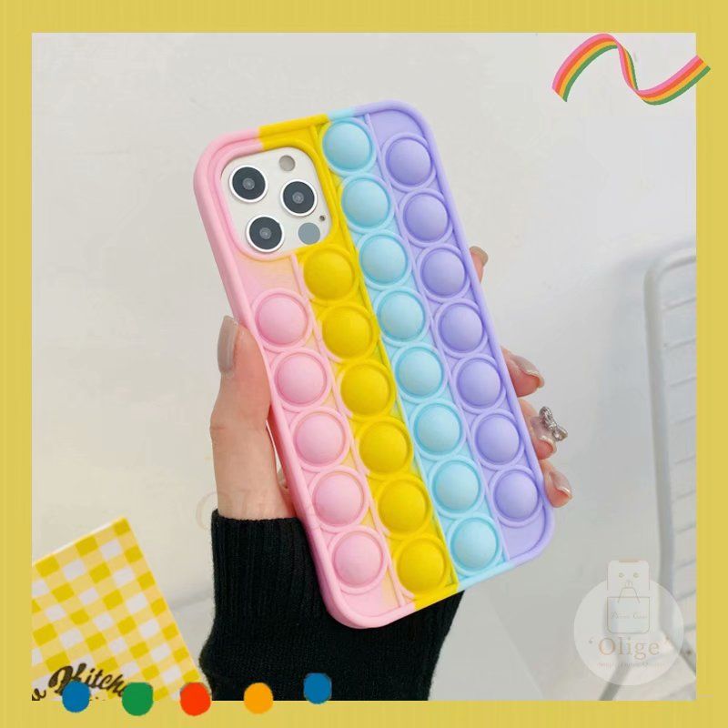 Olige Rainbow Case For Huawei Y9s Y9 Prime 2019 Y7A Nova 8 7 7SE 5T 3i P40 P30 Pro Mate 30 Fashion Colorful Pop it Toys