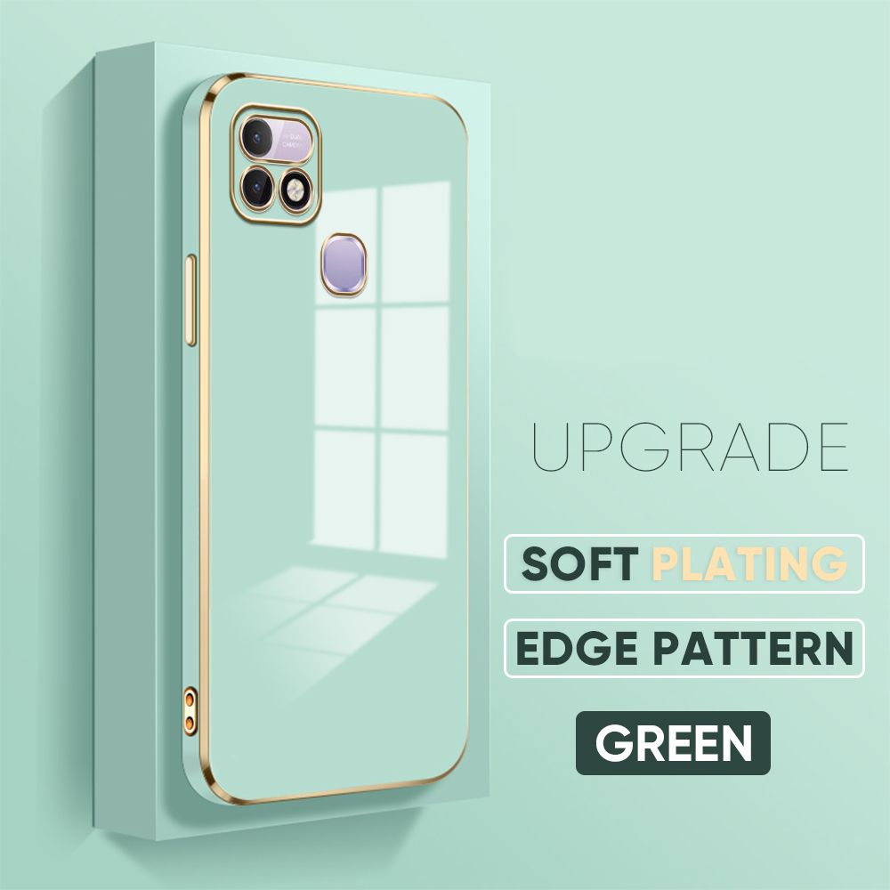 TA for Infinix Smart 5 Pro / Hot 10i Back Cover + Free Lanyard Luxury 6D Plating Case Side Pattern Soft Silicone Square Mobile Phone Cases