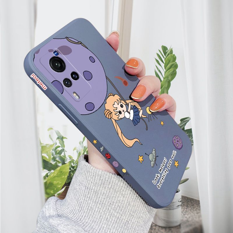AMORVOR for Vivo X60 5G Back Cover Lovely Sailor Moon Side design Soft Case Liquid Silicone Phone Cases