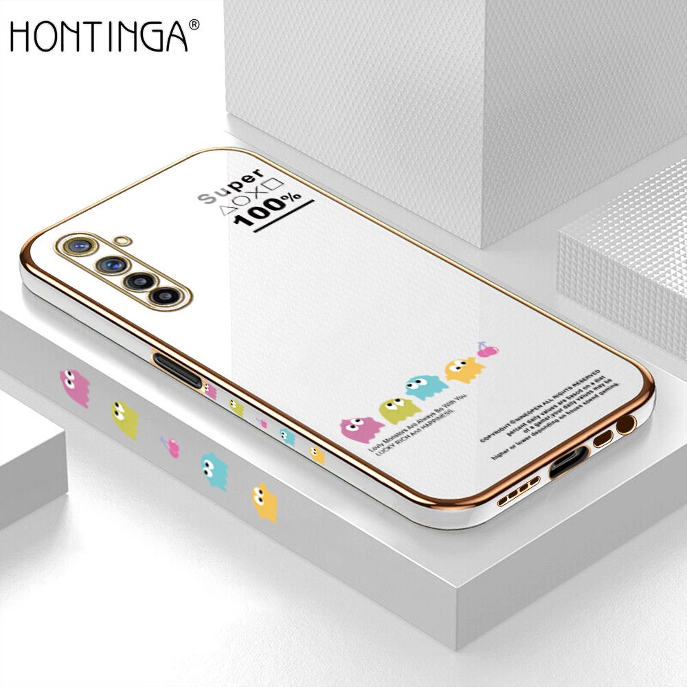Hontinga for Realme 6 / Narzo Back Cover Luxury 6D Plating Cute Game Mobs Side Pattern Case Soft Silicone Square Phone Cases
