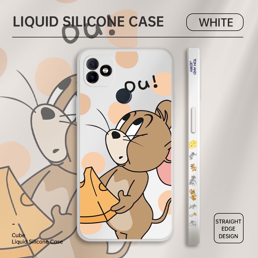 Jizetin for Itel P36 / Vision 1 Plus Back Cover Tom and Jerry Side Design Soft Square Liquid Phone Case Full Camera Shockproof Protection Silicone Phone Cases