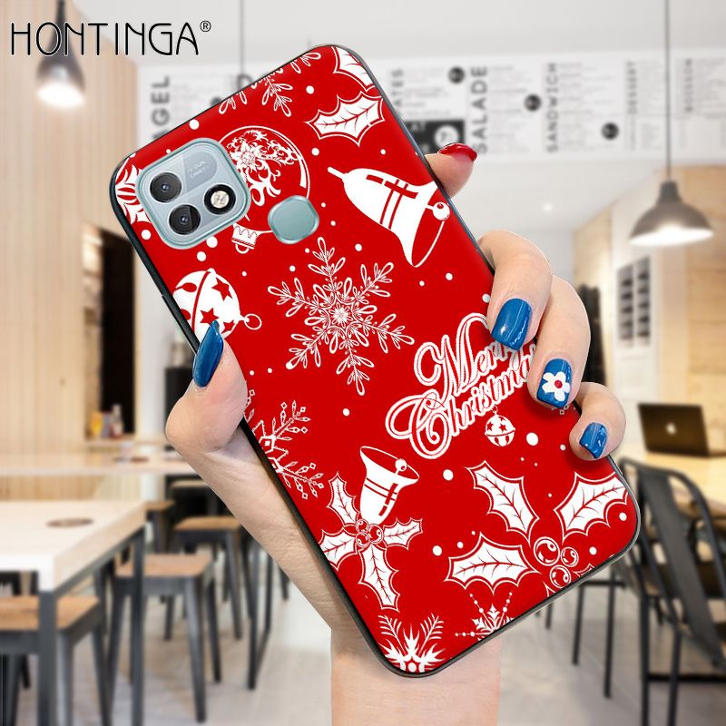 Hontinga for Infinix Hot 10I Case Merry Christmas Gifts for Girls Boys Phone Cover Shockproof Soft Silicone TPU Cases
