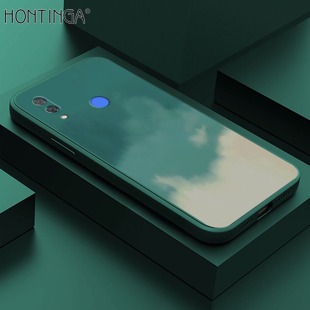 Hontinga for Huawei Nova 3i Case Watercolor Gradient Liquid Soft Square Silicone Phone Case Shockproof Protection Rubber Cover