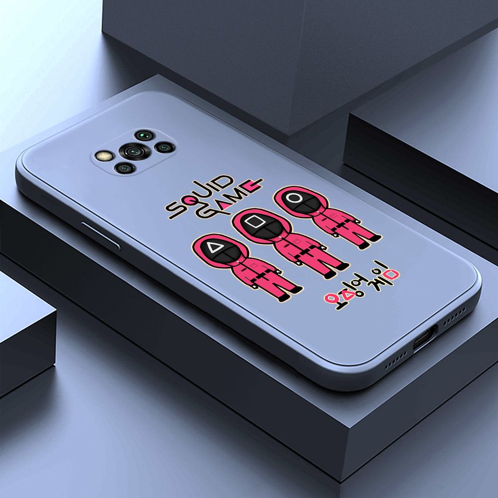 ZeroQiQi for Xiaomi Poco X3 NFC Case Trend Cartoon Korean Squid Phone Cover Liquid Silicone Case Phone Protective Case