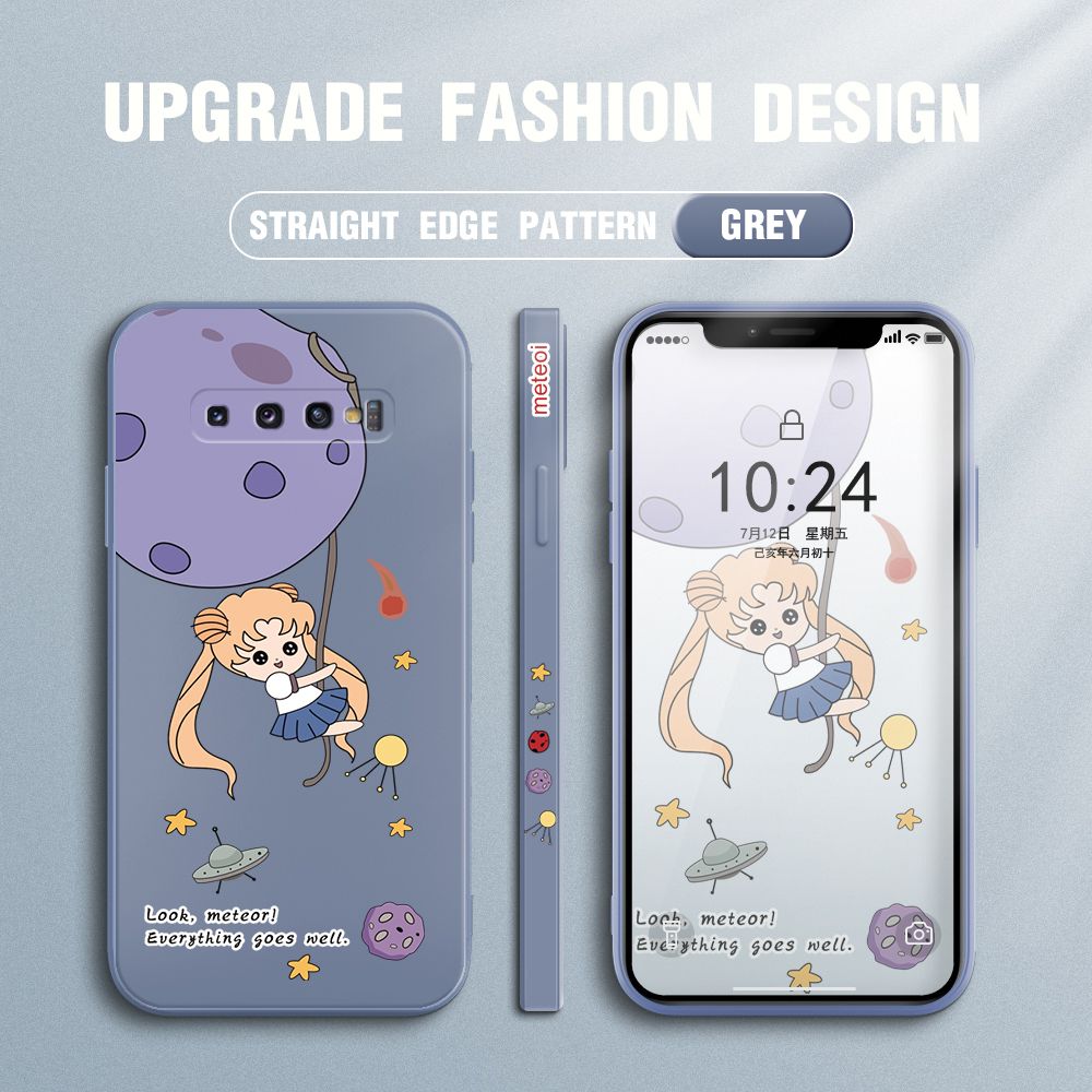 UCUC for Samsung Galaxy S10 Plus Back Cover Beauty Warrior Ultra Thin Soft Luxury Square Multicolor Liquid Silicone Phone Case