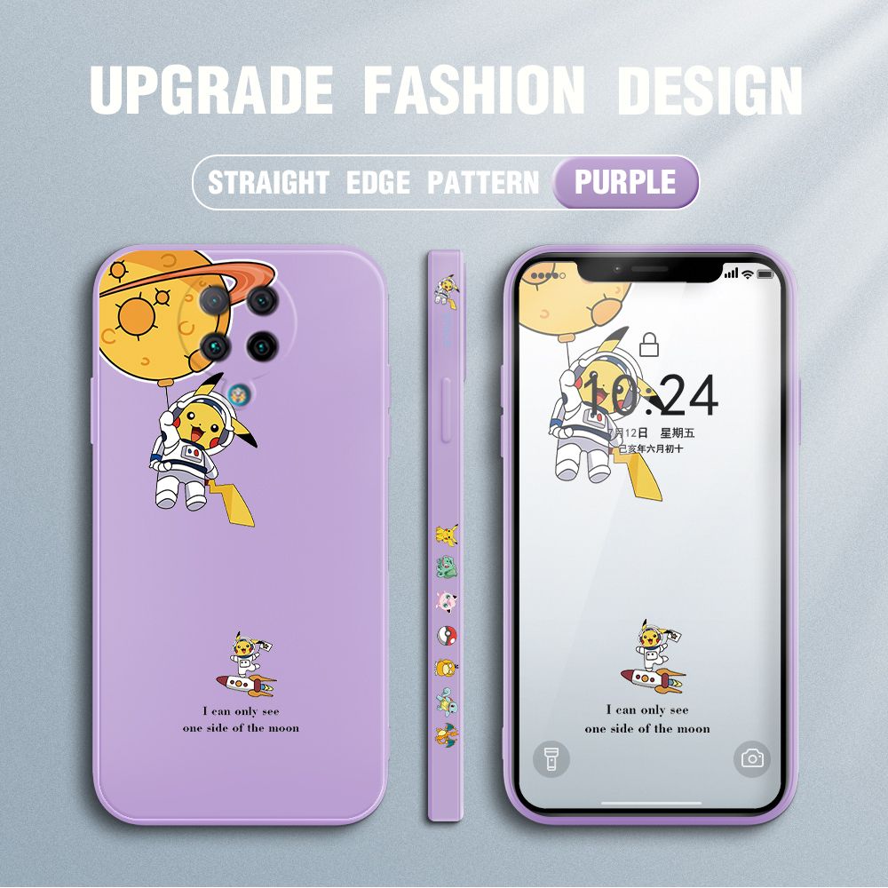 Jizetin for Xiaomi Redmi K30 Pro ZooM Case Side Design Phone Cover Cute Astronaut Pikachu Cover Square Edge Pattern Liquid Silicone Trend Case