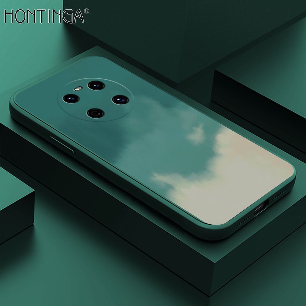 Hontinga for Huawei Mate 40 Case Watercolor Gradient Liquid Soft Square Silicone Phone Case Shockproof Protection Rubber Cover