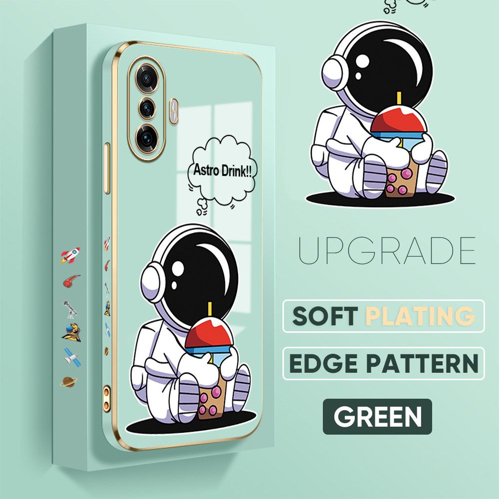TA for Xiaomi Poco F3 GT / Redmi K40 Gaming Back Cover + Free Lanyard Cute Astronaut Luxury 6D Plating Case Side Pattern Soft Silicone Square Phone Cases