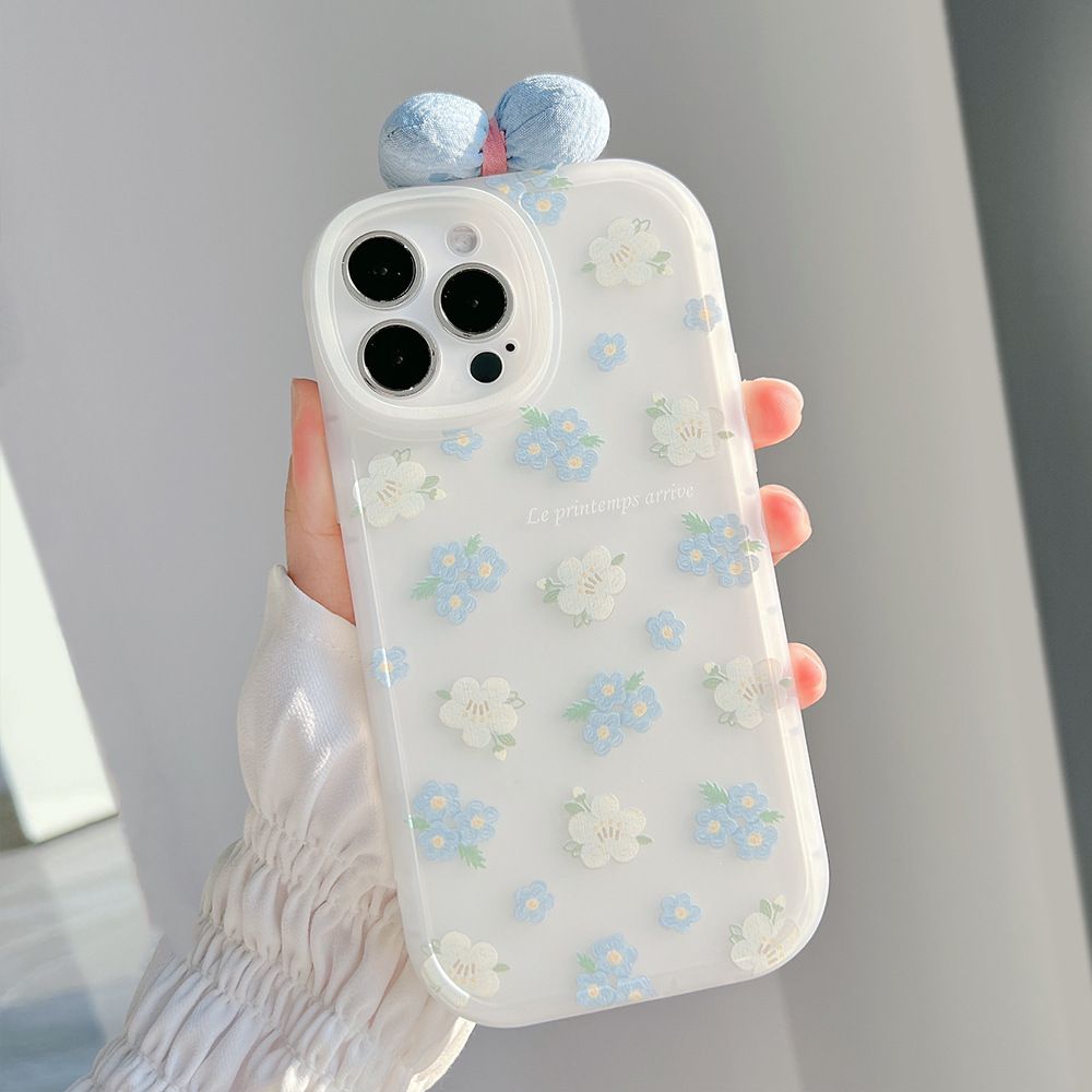 Cute Little Blue Flower Pattern Soft Silicone Cover  for Apple Mobile Phone Protective Case for iPhone 13 Pro Max / 12 Mini / 11 Pro Max / XR / XS Max / SE2 / 7 /8 Plus
