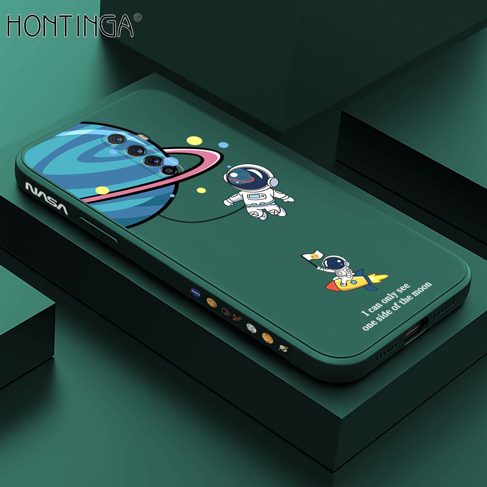 Hontinga for OPPO Reno Ace Case Cartoon Astronaut Side Design Back Cover Soft Square Edge Liquid Silicone Phone Cases