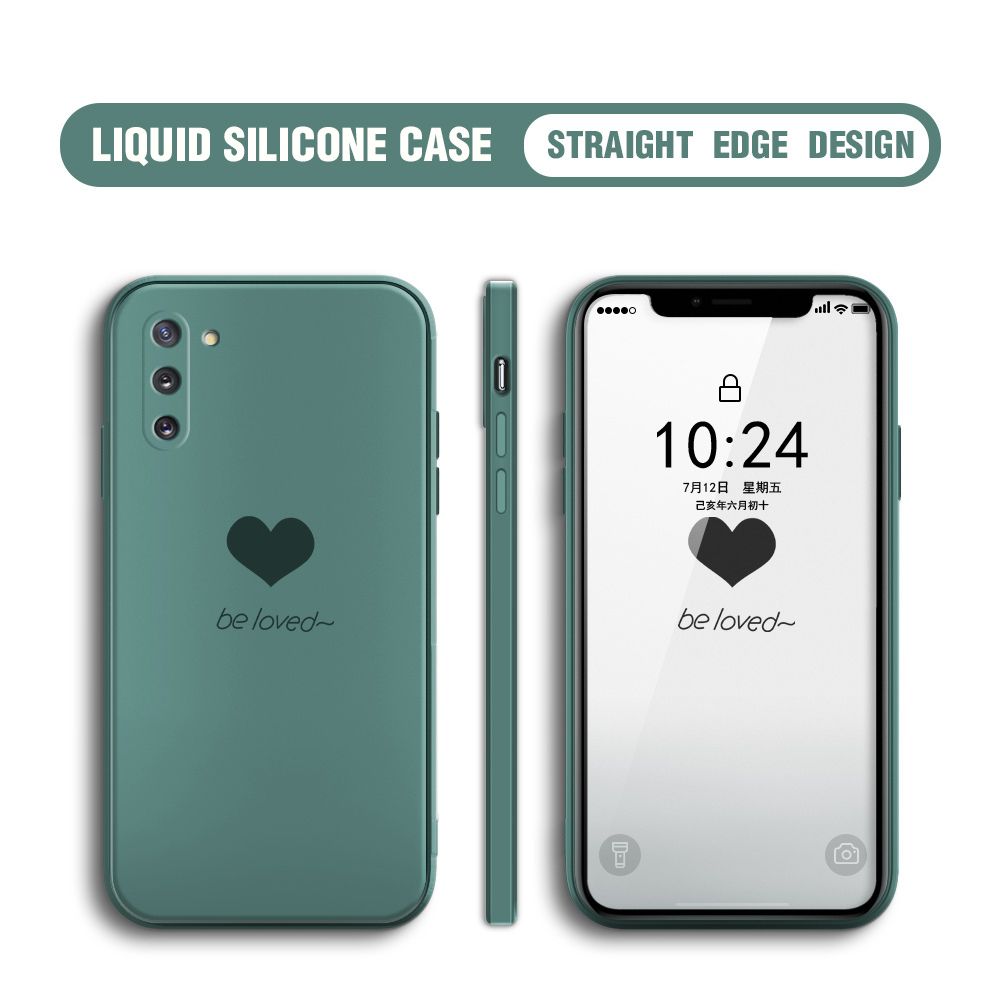 Jizetin for Samsung Galaxy Note 10 Back Cover Little Love Multicolor Liquid Silicone Phone Case Soft Square Lens Protection Phone Cases