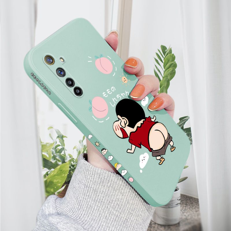 AMORVOR for Realme 6/Narzo Back Cover Cute Cartoon Crayon Shin-Chan Side design Soft Case Liquid Silicone Phone Cases