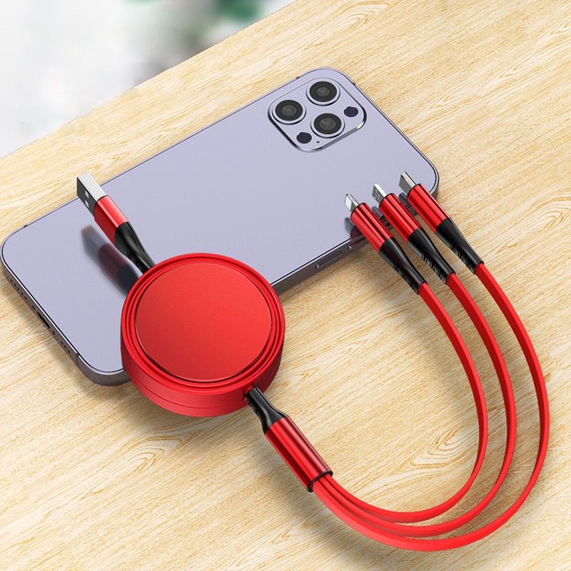 Nohon Retractable 3 in USB Charging Cable for iPhone Cable Fast Charge Micro USB Type C Cord for Xiaomi Huawei Phone Charger