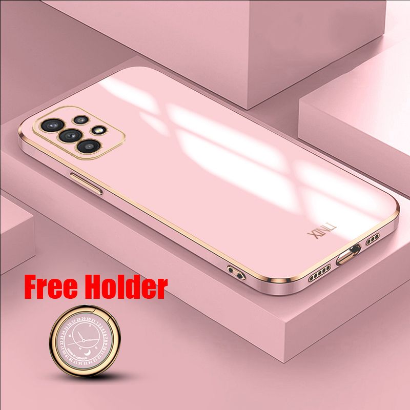 Biruiqu for Samsung Galaxy A72 Back Cover Luxury 6D Plating Frame Shiny Bling Phone Pounch Soft Silicone Square Phone Case