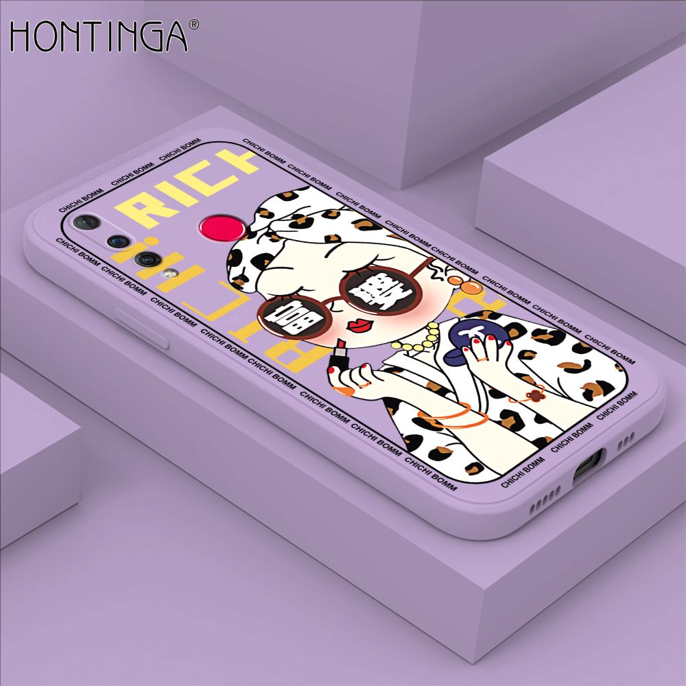 Hontinga for Huawei Nova 4 Case Fashion Sunglasses Rich Girl Phone Case Phone Case Soft Square Edge Silicone Cases Full Lens Cover Shockproof Protection Cover