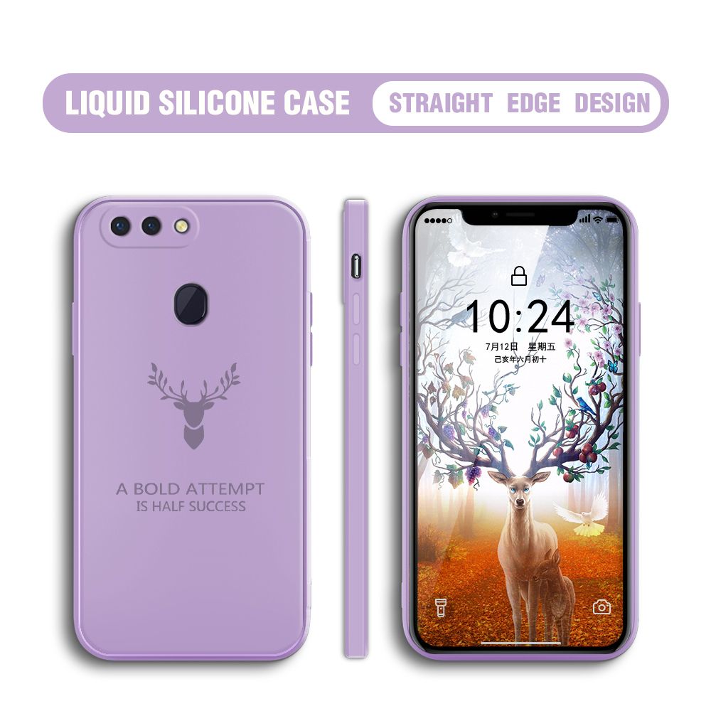 Hontinga for OPPO R15 Case Soft Silicone Square ELK Deer Reindeer Phone Cases Full Cover Camera Shockproof Protection Rubber Case