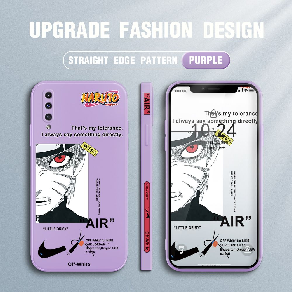 Jizetin for Samsung Galaxy A30S / A50 / A50S Case Side Design Phone Cover Anime Uzumaki Naruto Cover Square Edge Pattern Liquid Silicone Trend Case