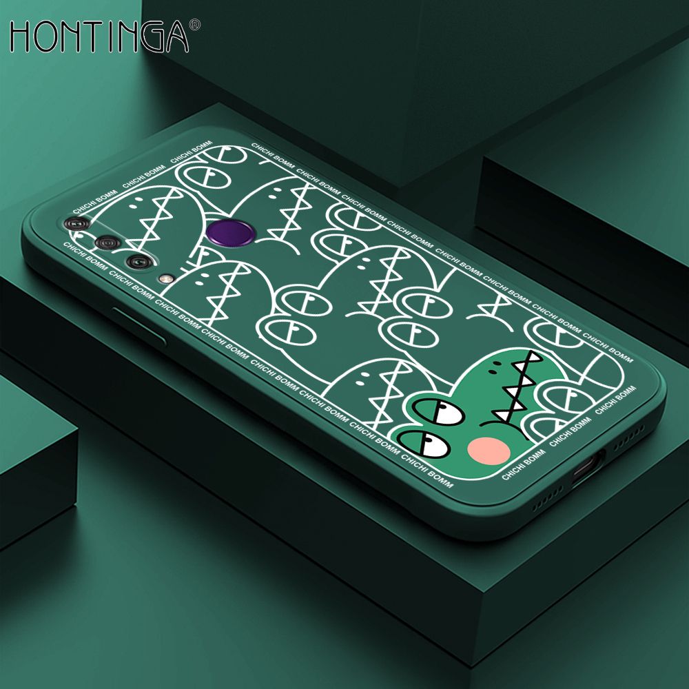 Hontinga for Huawei Y6P Case Cartoon Crocodile Alligator Phone Case Phone Case Soft Square Edge Silicone Cases Full Lens Cover Shockproof Protection Cover
