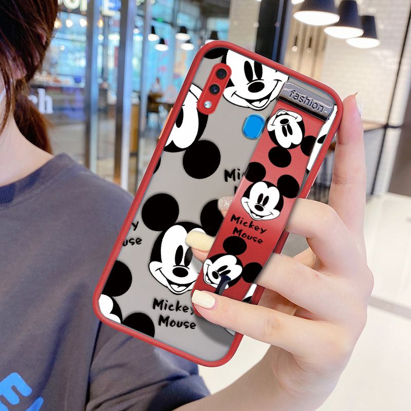 UCUC for Samsung Galaxy A30 Wrist Strap Case Cute Mouse Avatar Wristband Printing Cover Shockproof Ultra Thin Phone Case