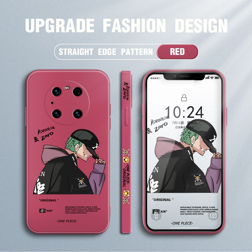 Jizetin for Huawei Mate 40 Pro Case Anime One Piece Roronoa Zoro Side Design Phone Case Ultra Soft Edge Pattern Liquid Silicone Phone Cases