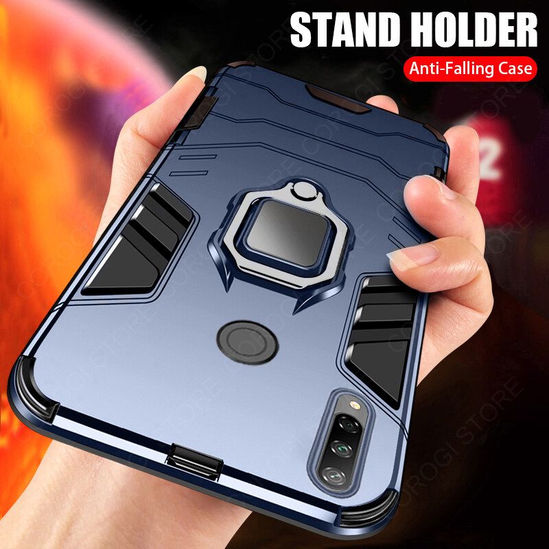 For Huawei P30 Lite Cover Military Grade Shockproof Armor Phone Case Metal Ring Stand Holder Magnetic Car Mount Hard Protective Back Cover
