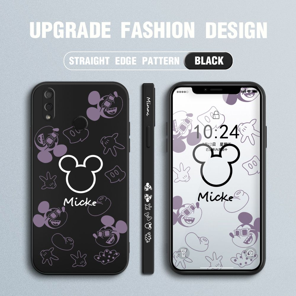 Jizetin for Huawei Y9 2019 Case Creative Printing Pattern Side Design Phone Case Square Edge Pattern Liquid Silicone Cases Full Cover Camera Shockproof Protective Case