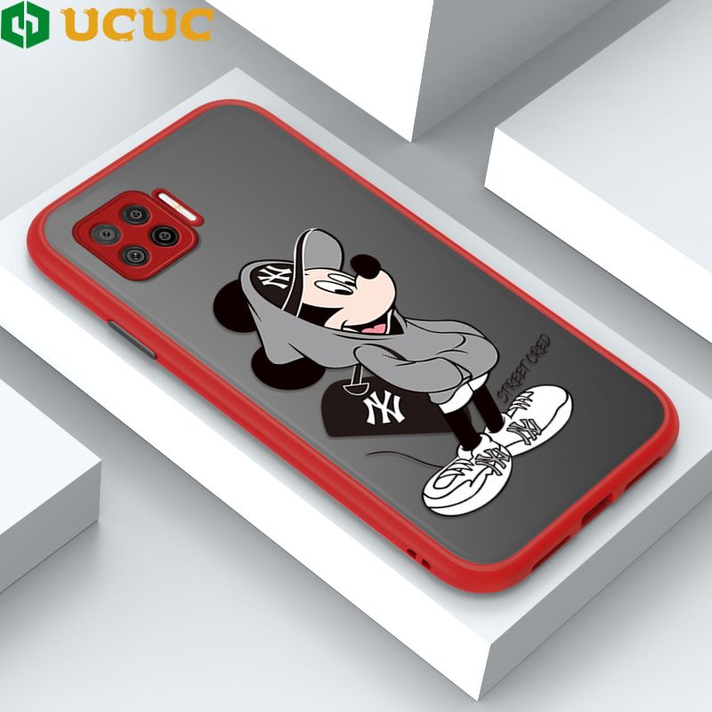 UCUC for OPPO F17 A73 2020 Back Cover Handsome Mouse Frosted Transparent Hard Phone Case Thin Shockproof Full Cover Camera Protect Case