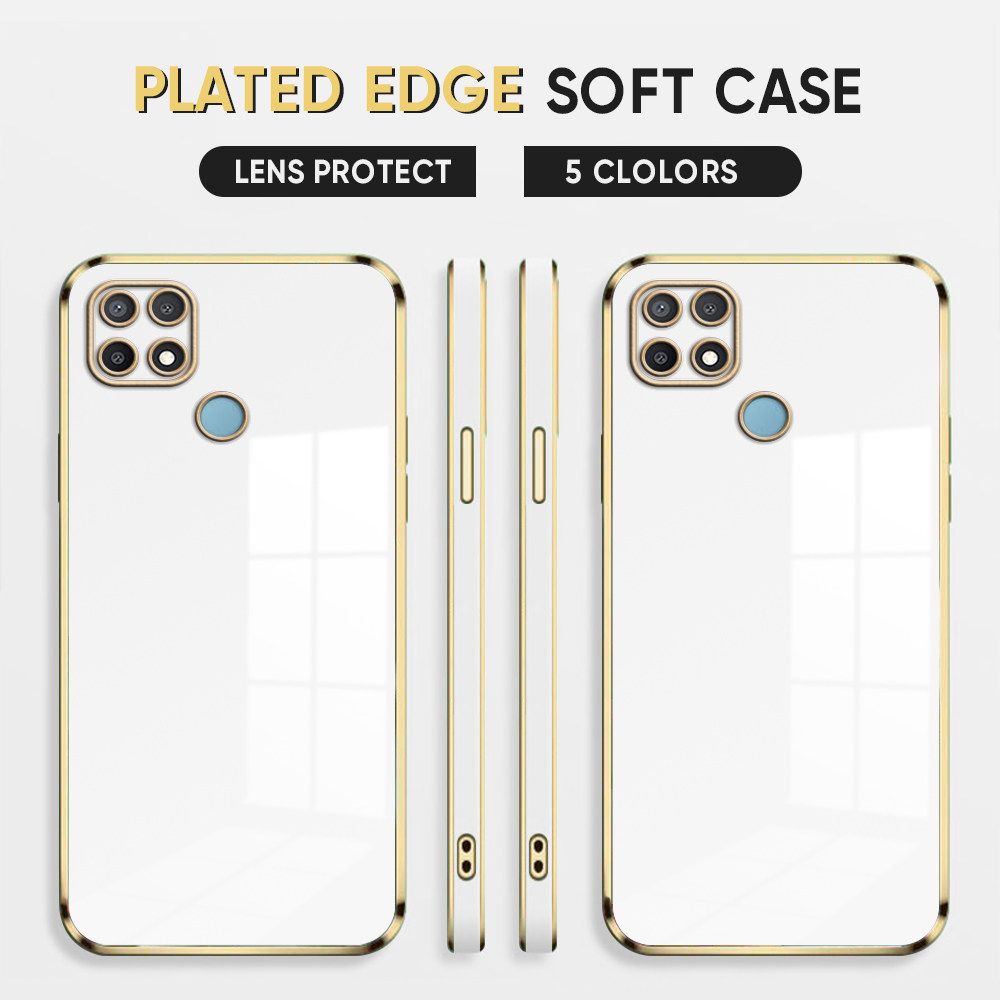 Luxury 6D Plating Case for OPPO A12 Soft Silicone Square Frame Back Cover Shiny Bling Phone Cases