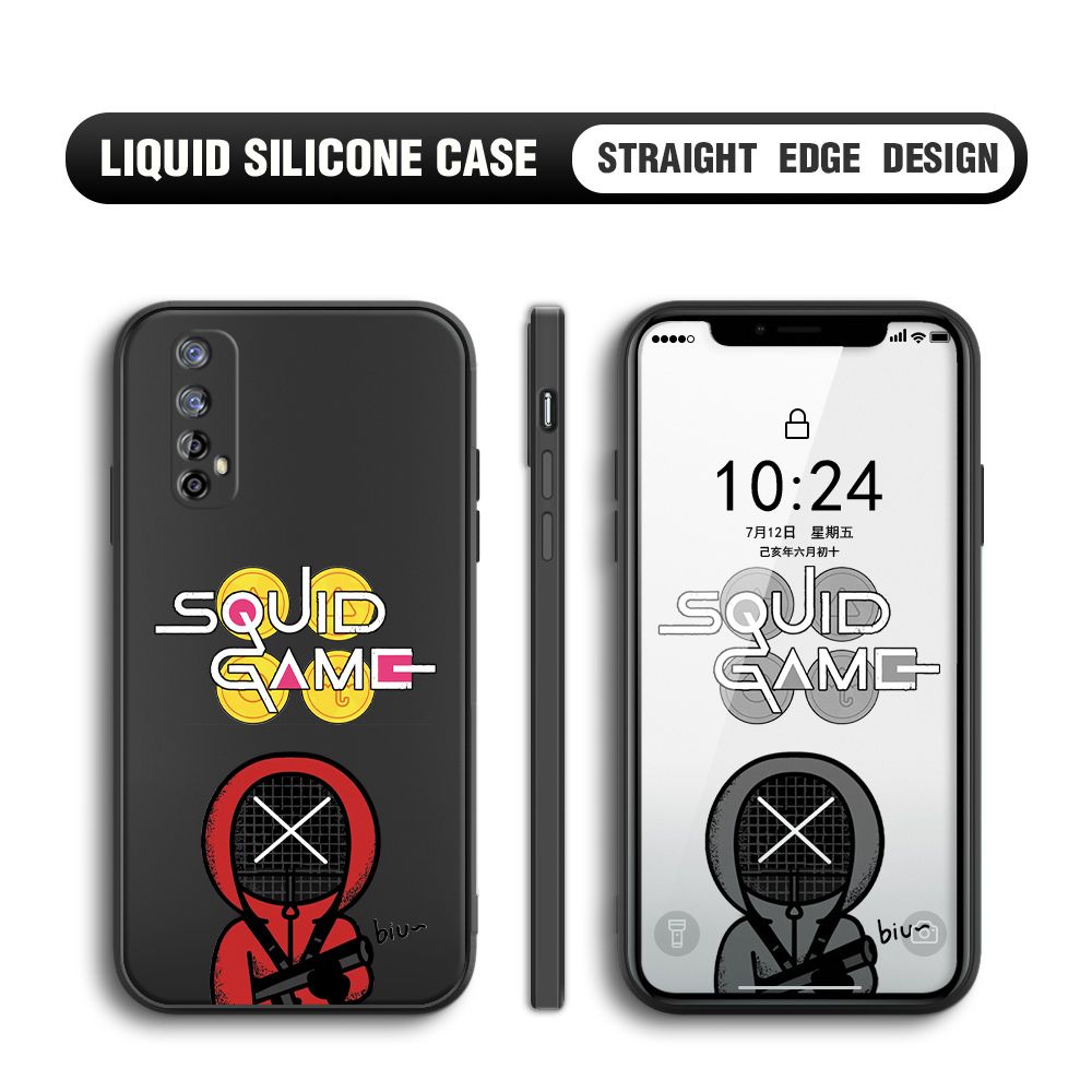Jizetin for Realme 7 / Narzo 20 Pro Case Fashion Cartoon Judge Role Phone Cover Square Liquid Silicone Trend Phone Case