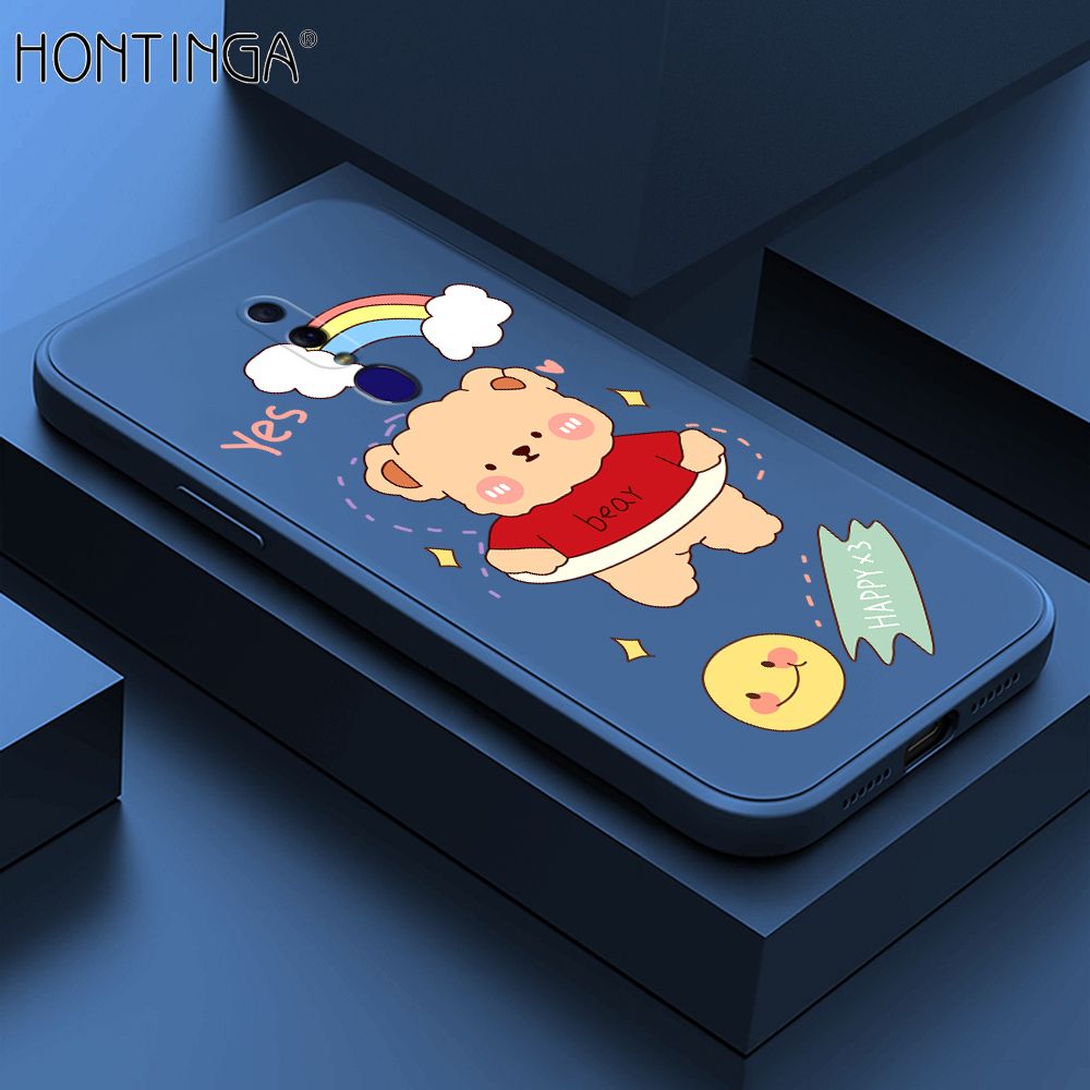 Hontinga for OPPO F11 Case Lovely Cartoon Bear Phone Case Phone Case Soft Square Edge Silicone Cases Full Lens Cover Shockproof Protection Cover
