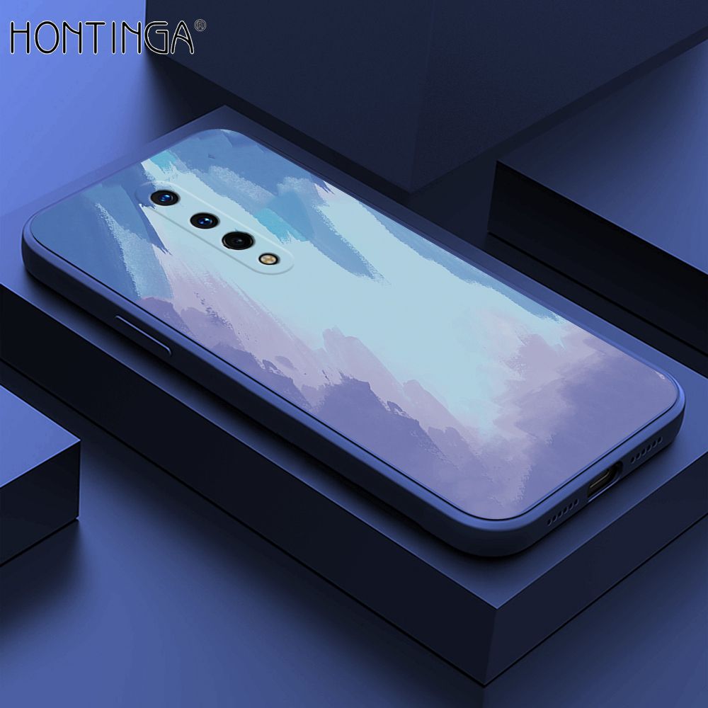 Hontinga for OnePlus 8 Case Watercolor Gradient Liquid Soft Square Silicone Phone Case Shockproof Protection Rubber Cover