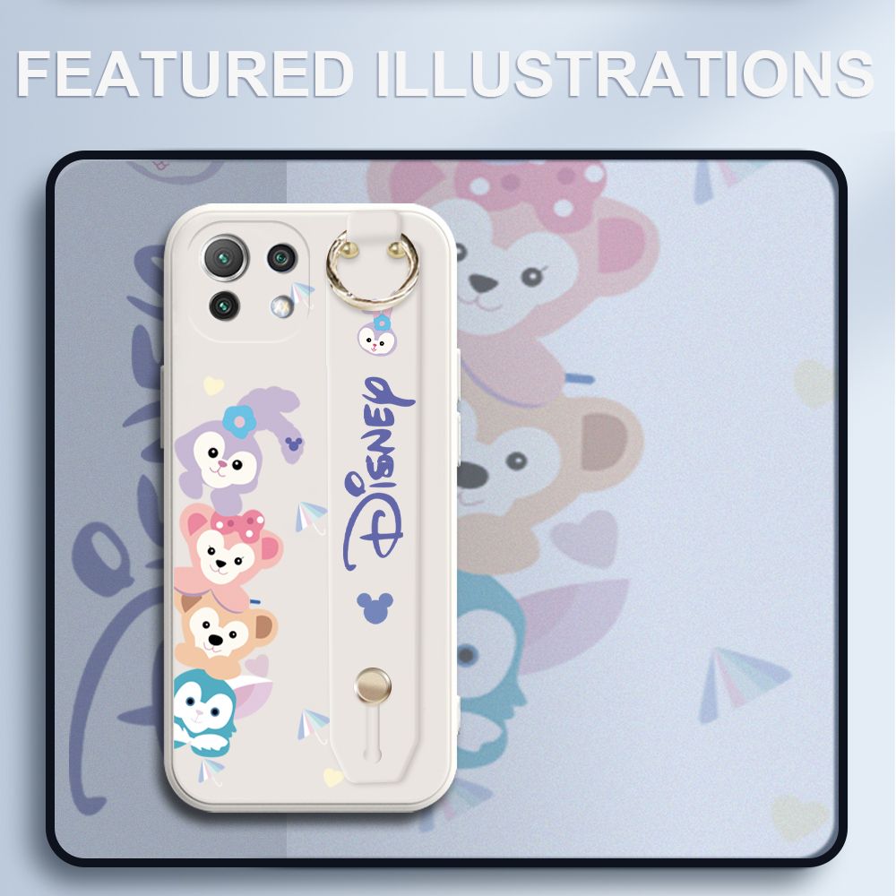 UCUC for Xiaomi Mi 11 Lite Wrist Strap Case Creative Cartoon Cute Bunny Cover Ultra Thin Anti Fall Liquid Silicone Phone Case