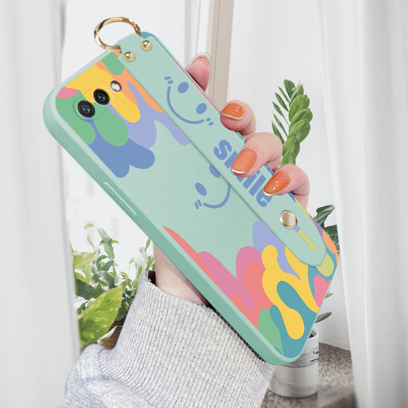 Jizetin for Honor 10 Wrist Strap Case Soft Candy Color Splash Ink Cover Ultra Thin Anti Fall Liquid Silicone Phone Case