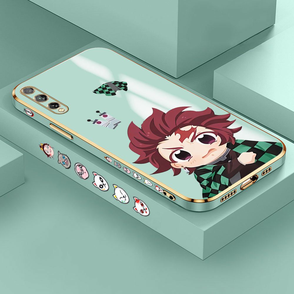 Jizetin (Free Lanyard) Huawei Y8P Case Lovely Tanjiro Luxury 6D Plating Soft Casing Silicone Ultra Thin Phone Cover