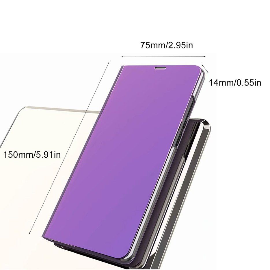 Purple Clear Mirror Flip Stand Case Phone Protective Leather Cover For Xiaomi
