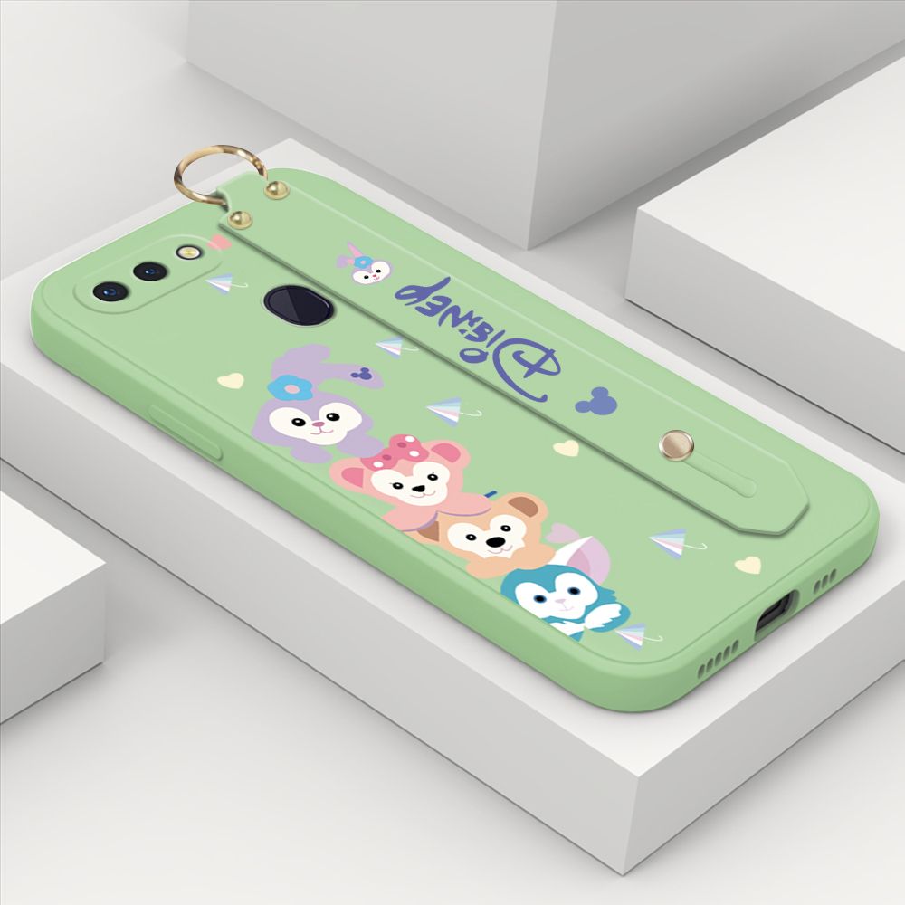 ZeroQiQi for OPPO R15 Wrist Strap Case INS Cute Style Creative Cartoon Rabbit and Fox Cover Thin Square Edge Liquid Silicone Phone Case