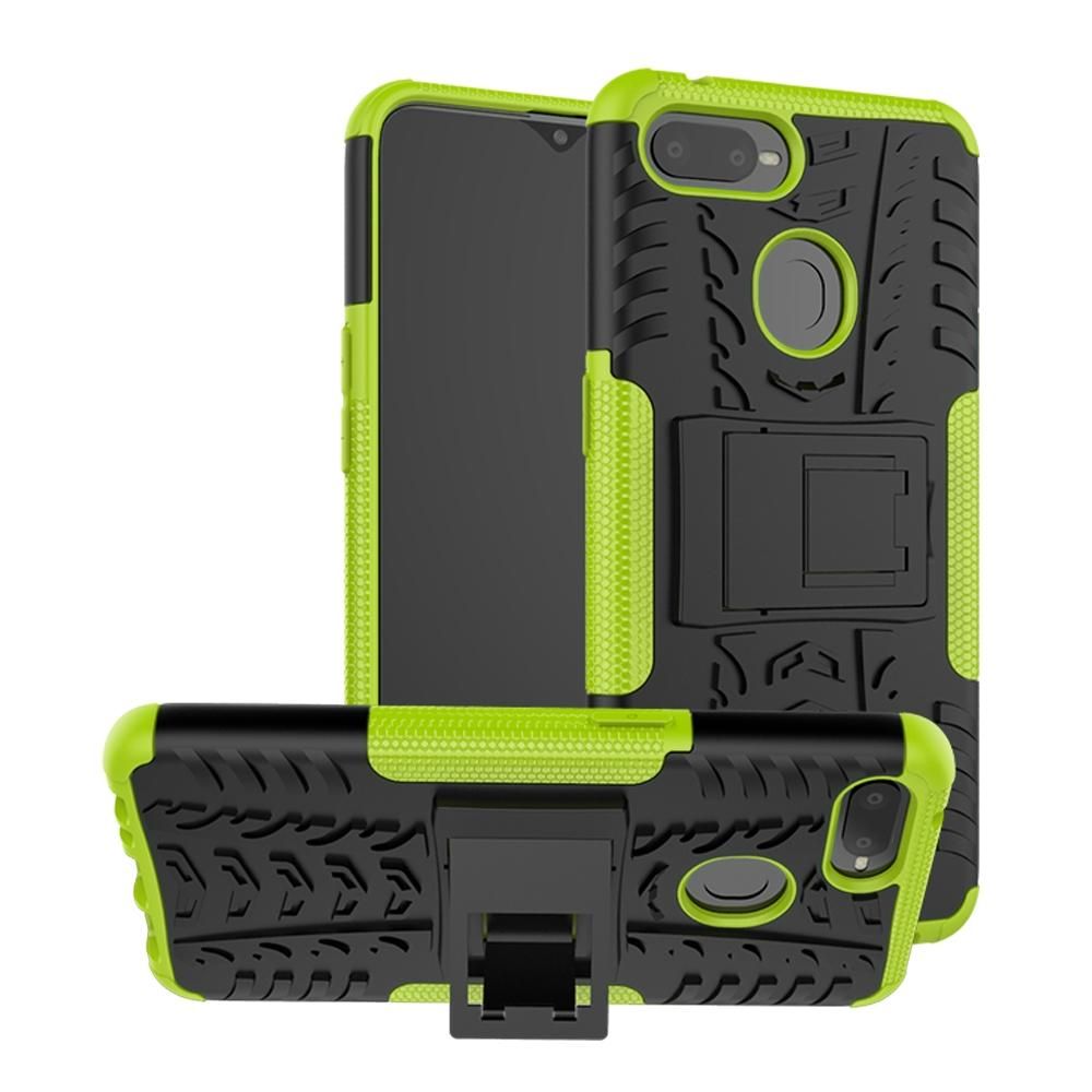 For OPPO F9 Heavy Duty Armor Tough Hybrid Shockproof Dual Layer Kickstand Protective Case Cover