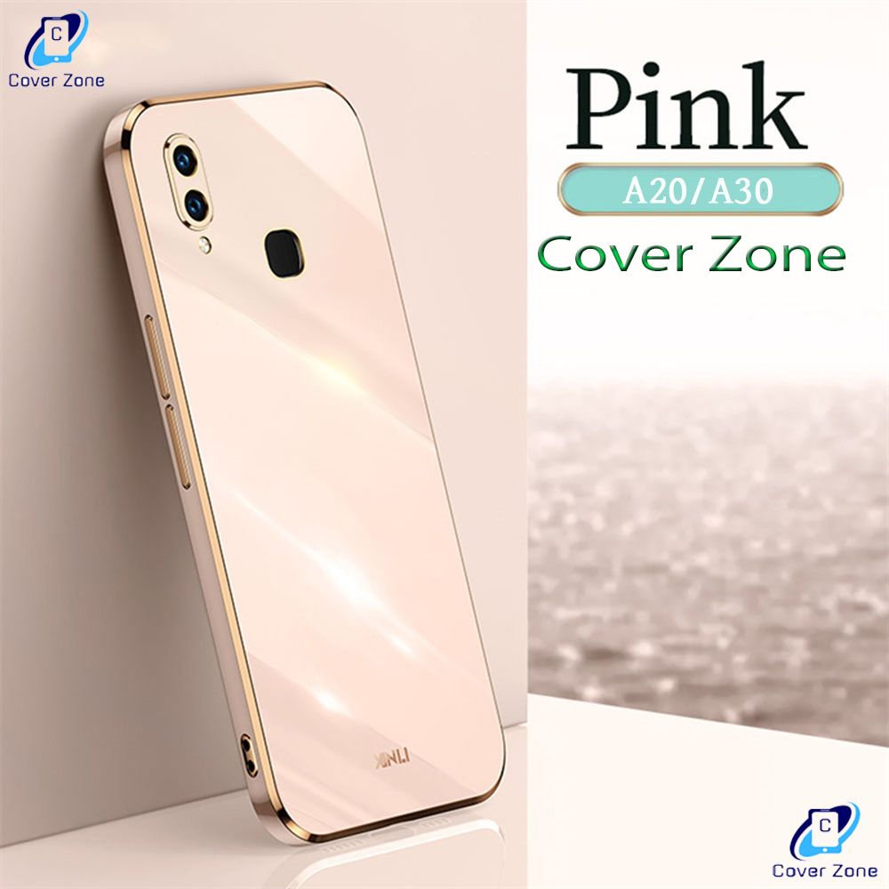 For Samsung Galaxy A20 / Samsung Galaxy A30 Luxury 6D Plating Soft Casing Silicone Square Frame Phone Case Shiny Bling Case Samsung A20 Back Cover - Phone Back Cover - Phone