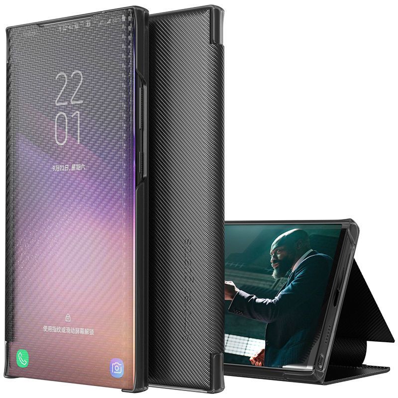Smart Mirror Flip Case for Samsung Galaxy S21 S20 FE S10 S9 S8 Plus Note 9 20 Ultra A21S A51 A71 A12 A32 A52 Carbon Leather Case