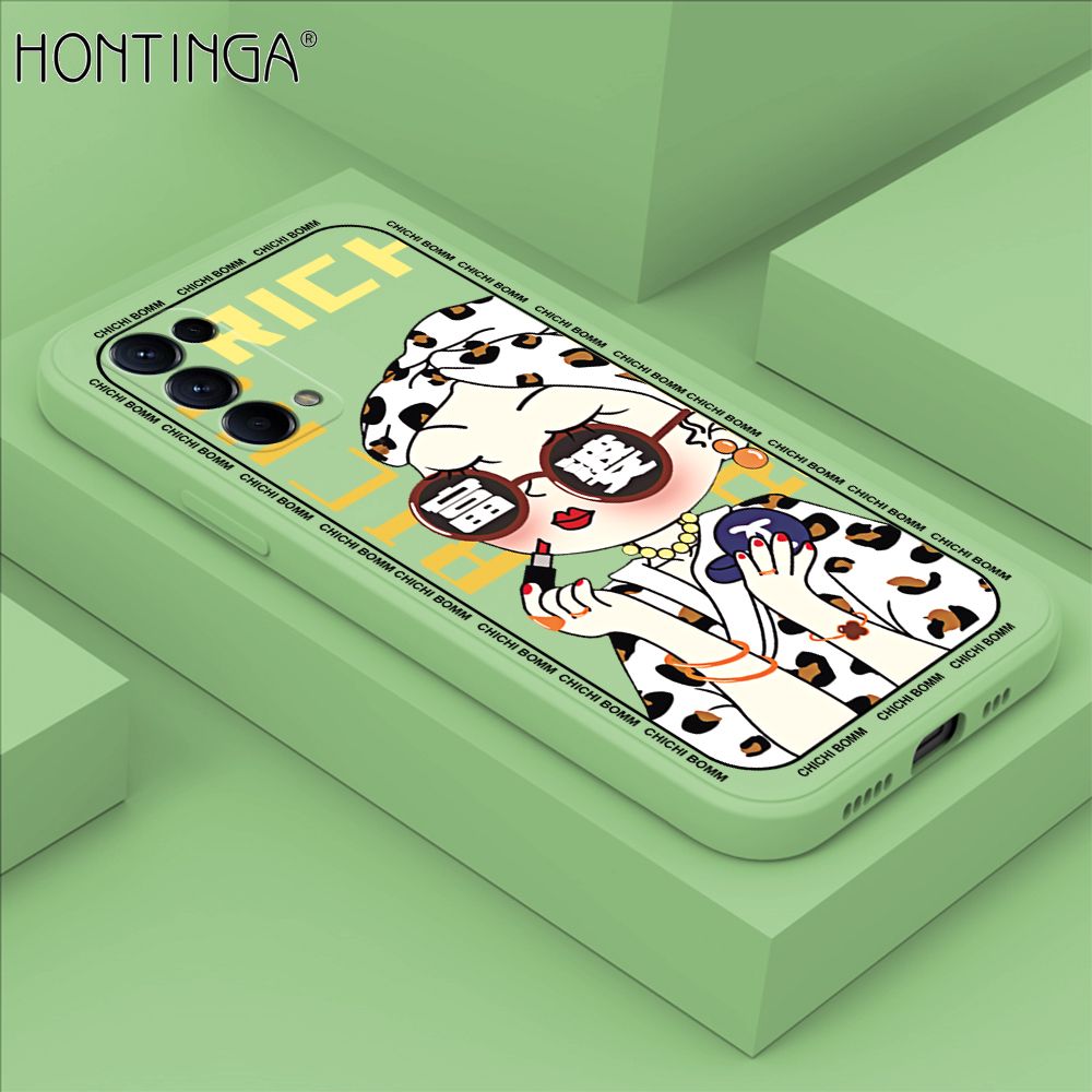 Hontinga for OPPO Reno 5 5G Case Fashion Sunglasses Rich Girl Phone Case Phone Case Soft Square Edge Silicone Cases Full Lens Cover Shockproof Protection Cover